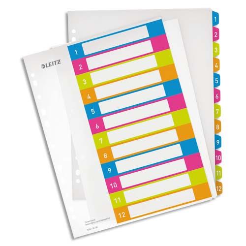 [223794] LEITZ Intercalaires imprimables WOW, 12 touches, A4+, PP, multicolore
