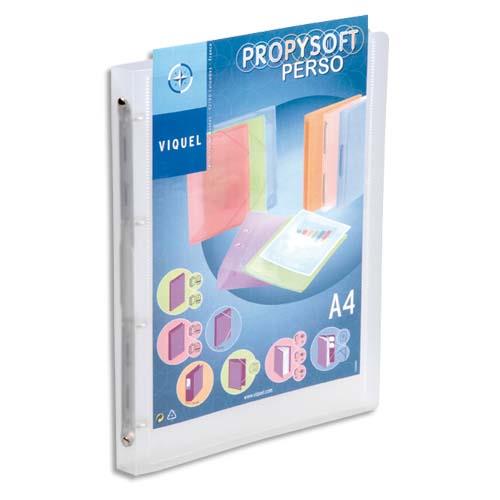 [224537] VIQUEL Classeur personnalisable PROPYSOFT PP 7/10ème, dos 3,5 cm, incolore, 4 anneaux ronds