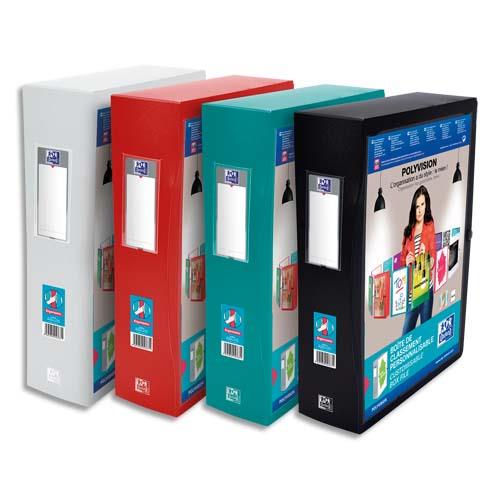 [225971] OXFORD Boîte de classement personnalisable Polyvision 24x32cm, polypro 7/10e. Dos 8cm. Assortis opaque