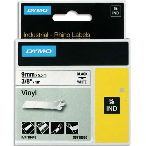 [225993] DYMO Ruban Rhino 9 mm vinyl Noir sur Blanc 18443