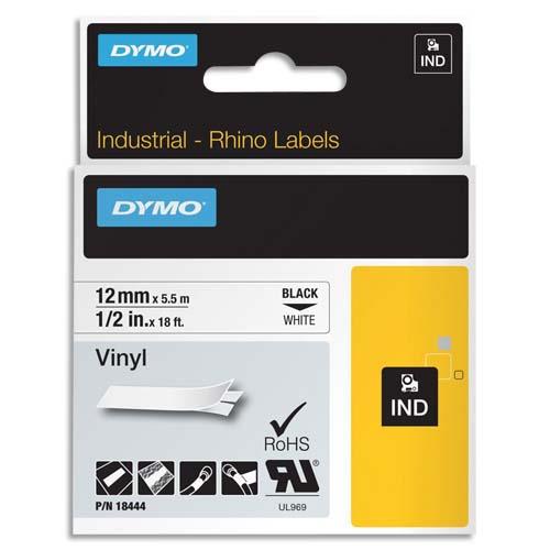 [226016] DYMO Ruban Rhino 12 mm vinyl Noir sur Blanc S0718600