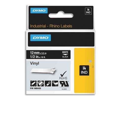 [226017] DYMO Ruban Rhino 12 mm vinyl Blanc sur Noir 1805435