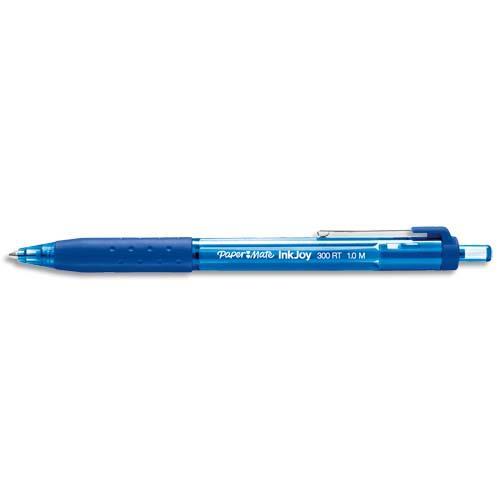 [230055] PAPERMATE Stylo bille rétractable avec grip et clip métal, pointe moyenne,corps triangulaire, encre Bleue