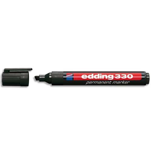 [230528] EDDING Marqueur Edding 330 permanent, corps plastique, pointe biseautée - coloris Noir