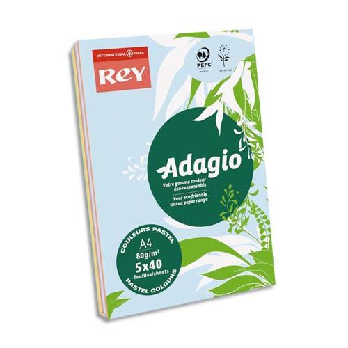 [231014] INAPA Ramette 40 feuilles x 5 teintes papier couleur pastel & vive ADAGIO assortis pastel&vifs A4 80g