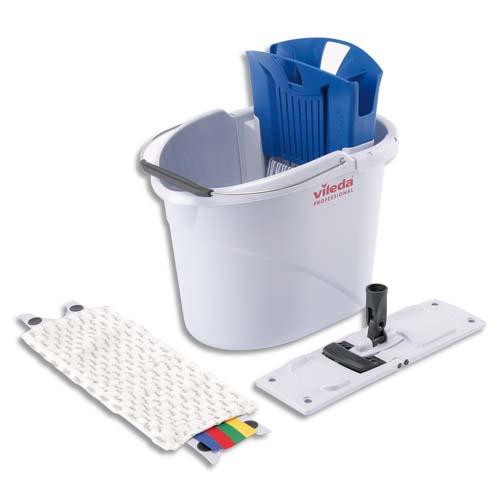 [231122] VILEDA Kit Seau Gris capacité 10L L39 x H45 x P30 cm, presse Bleu, 1 MicroMop et 1 Mopframe pour 10-30 m2