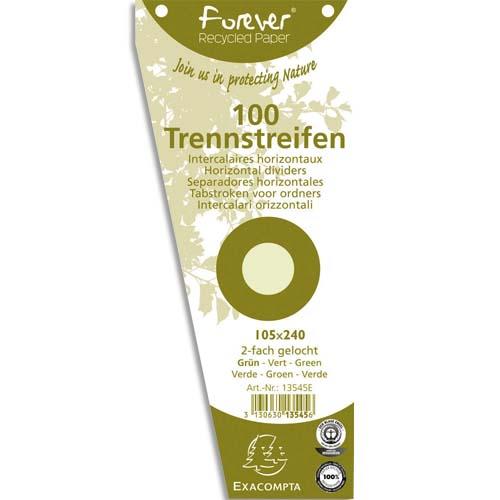 [235698] EXACOMPTA Paquet de 100 intercalaires trapèze Vert. Perforation 2 trous