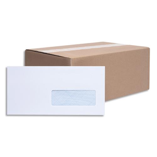 [238700] BONG Boîte de 500 enveloppes blanches auto-adhésives 80g format 110X220mm DL fenêtre 35x100mm