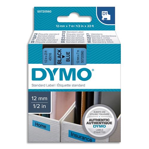 [253287] DYMO Ruban D1 Noir/Bleu 12MMX7M pour 1000/1000+/2000/3500/4500/5000/5517 S0720560