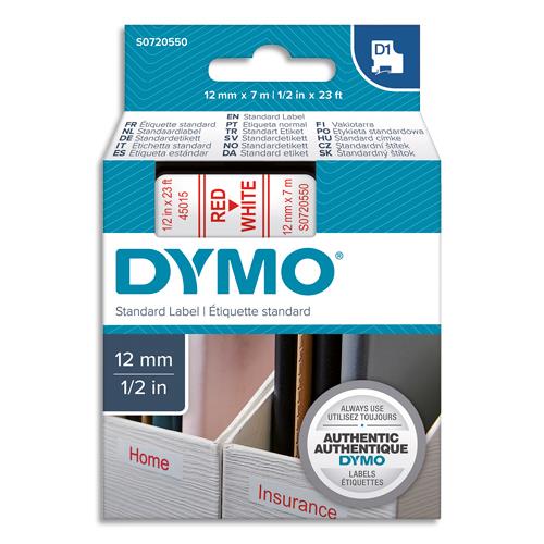 [253309] DYMO Ruban D1 Rouge/Blanc 12MMX7M pour 1000/1000+/2000/3500/4500/5000/5516