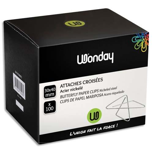 [259537] WONDAY Boîte de 100 attaches lettres nickelé 30x40mm