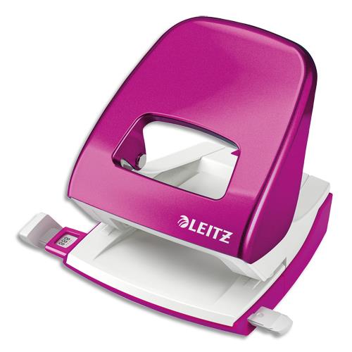 [260470] LEITZ Perforateur Rose métallisé, 30 feuilles, réglette à clic. Effort réduit de 60% livré en Boîte