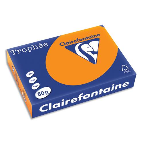 [264800] CLAIREFONTAINE Ramette de 500 feuilles papier couleur TROPHEE 80 grammes format A4 Orange vif 1761