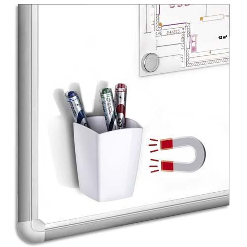 [266960] CEP Pot à crayons et feutres, magnétique, 2 compartiments, coloris Blanc. Dim L7,8 x H9,5 x P7,4 cm