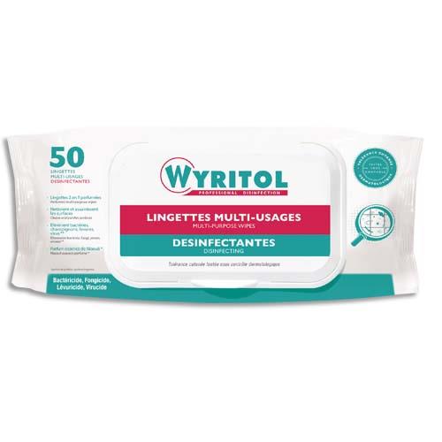 [273348] WYRITOL Paquet de 50 Lingettes Désinfectantes multi-usages à l'essence de Niaouli