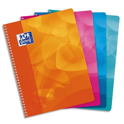 [275656] OXFORD Cahier spirale LAGOON 24x32 100 pages 90g Seyès. Couverture polypro assorties