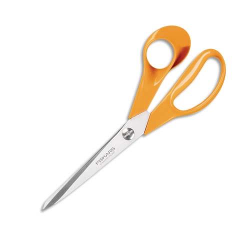 [277054] FISKARS Ciseau avec lame titane et revêtement non collant, longueur 21cm, pour droitier Blanc/Orange