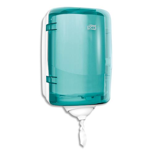 [279468] TORK Distributeur Mini Reflex M3 Bleu turquoise, à dévidage central - Dimensions : L19 x H32 x P21 cm