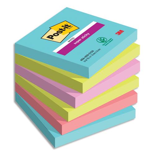 [281118] POST-IT Lot de 6 blocs Notes Super Sticky POST-IT® couleurs COSMIC 90 feuilles 76 x 76 mm