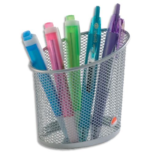 [282255] ALBA Pot à crayons en métal argenté MESHCUP M