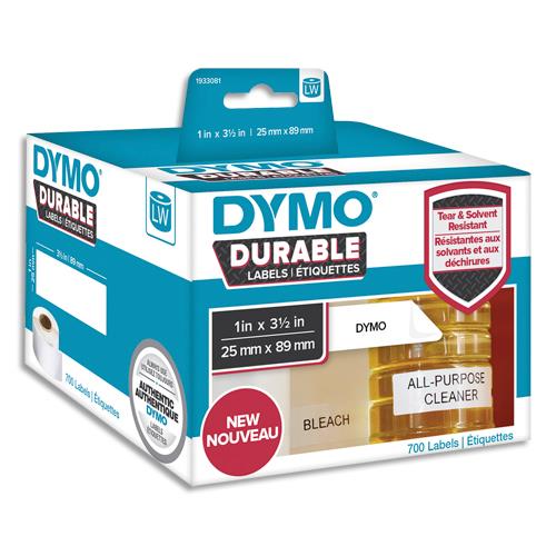 [282637] DYMO Pack de 2 rouleaux de 350 LabelWriter Durable 25x89mm Noir/Blanc 2112285