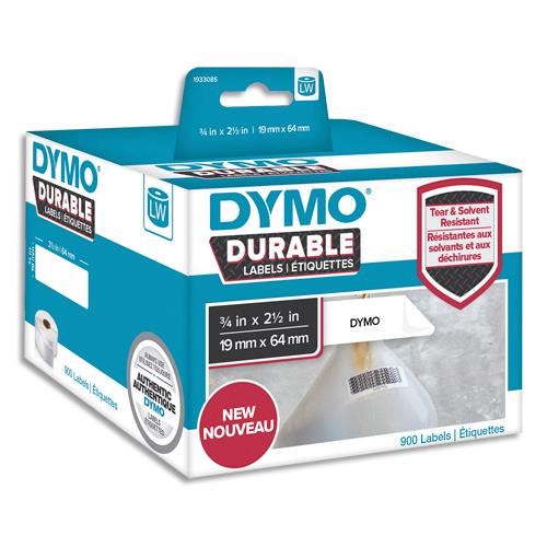 [282658] DYMO Pack de 2 rouleaux de 450 étiquettes LabelWriter Durable 19x64mm Noir/Blanc 2112284