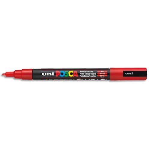 [283603] UNI POSCA Marqueur peinture à eau, encre à pigmentation Rouge, pointe fine PC3M R