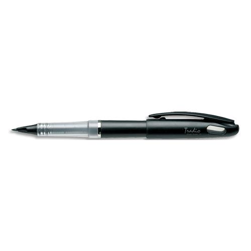 [285449] PENTEL Stylo feutre à plume rechargeable encre liquide Noire corps Noir mat TRADIO TRJ 50