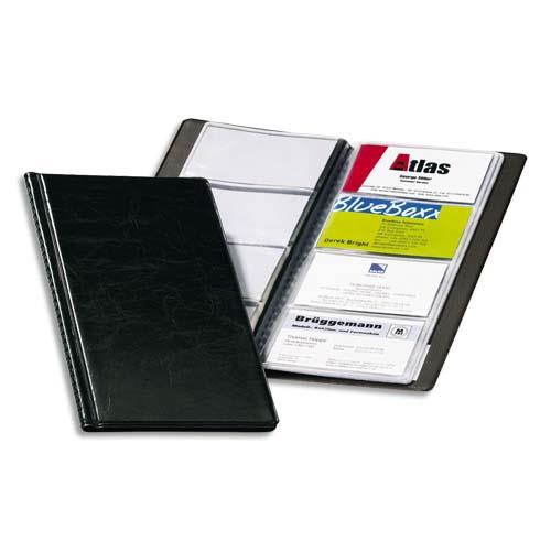 [288808] DURABLE Porte-cartes Visifix album pour 96 cartes de visite aspect grain de cuir Noir - L115 x H253 mm