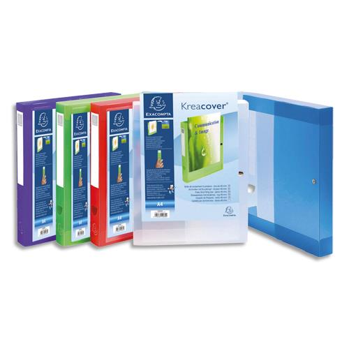 [289904] EXACOMPTA Boîte de classement KREACOVER personnalisable en polypropylène 7/10e, dos 4cm, coloris assortis