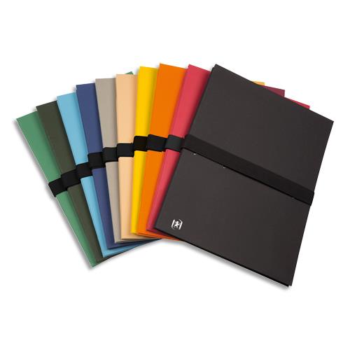 [291106] OXFORD Lot 10 chemises extensibles Color Life papier toilé. Fermeture par sangle VELCRO® Noire. Assortis