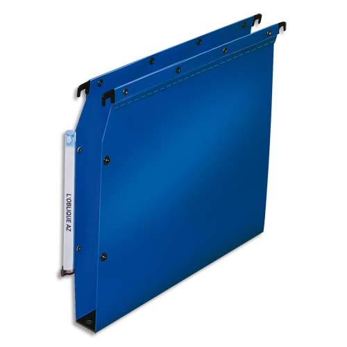 [291604] OBLIQUE AZ Paquet de 10 dossiers suspendus ARMOIRE en polypro opaque 5/10e. Fond 30, bouton-pression.Bleu