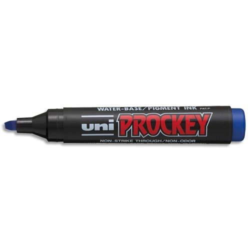 [049659] UNI-BALL Marqueur permanent pte biseautée corps plastique encre pigmentée à base d'eau Bleue UNI PROCKEY