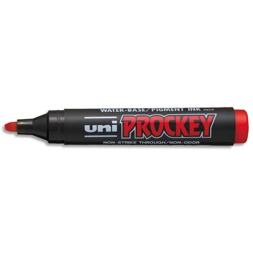 [049667] UNI-BALL Marqueur permanent pte biseautée corps plastique encre pigmentée à base d'eau Rouge UNI PROCKEY