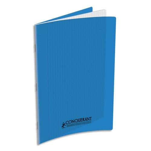 [293311] CONQUERANT C9 Cahier piqûre 21x29,7cm 48 pages 90g grands carreaux Seyès. Couverture polypropylène Bleu