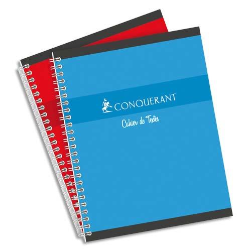 [294512] CONQUERANT C7 Cahier de texte spiralé 148 pages 17x22cm grands carreaux Seyès. Couverture Papier 70g