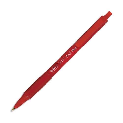 [294784] BIC Softfeel Stylos-Bille Rétractables Pointe Moyenne (1,0 mm) - Rouge