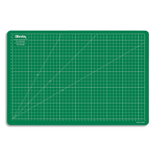 [295947] WONDAY Plaque de découpe verte 450x300x3mm. Résistante à la coupe, surface quadrillée