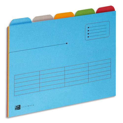 [297452] OXFORD Paquet de 25 chemises à onglets ULTIMATE. En kraft 240g. Pour format A4. Coloris assortis