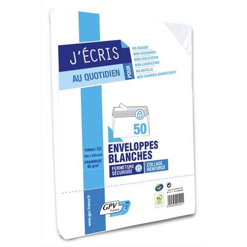 [298170] GPV Paquet de 50 enveloppes Blanches auto-adhésives 80 grammes format 162x229mm réf 528