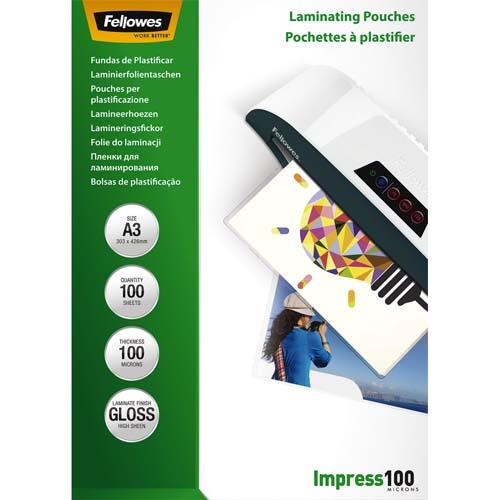 [298502] FELLOWES Pack de 100 pochettes A3 100 microns 5351205