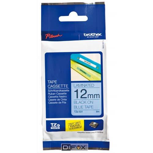 [347066] BROTHER Ruban pour PTOUCH laminé Noir/Bleu 12mmx8m TZE531
