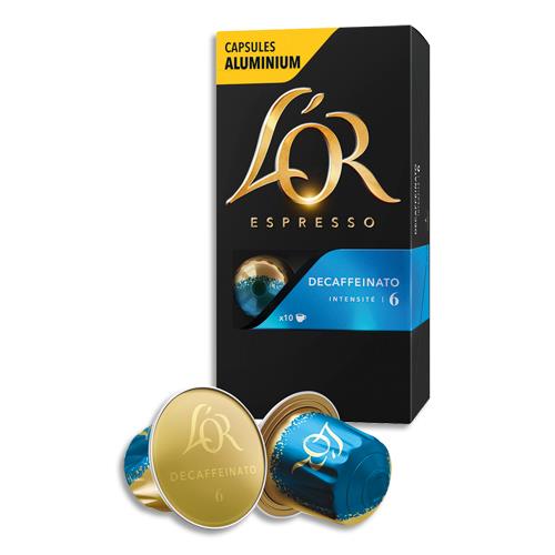 [348962] L'OR Boîte de 10 dosettes de 52g de café moulu Espresso Decaffeinato n°6