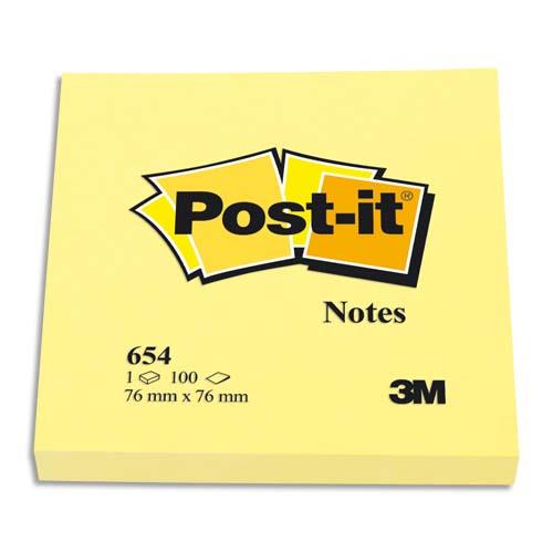 [354260] POST-IT Bloc néon repositionnable de 100 feuilles 76 x 76 mm Jaune 654NY