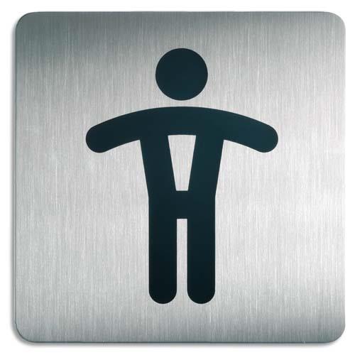 [359387] DURABLE Plaque Picto carré Toilettes Hommes en acier brossé inoxydable - 15 x 15 cm - Argent métallisé