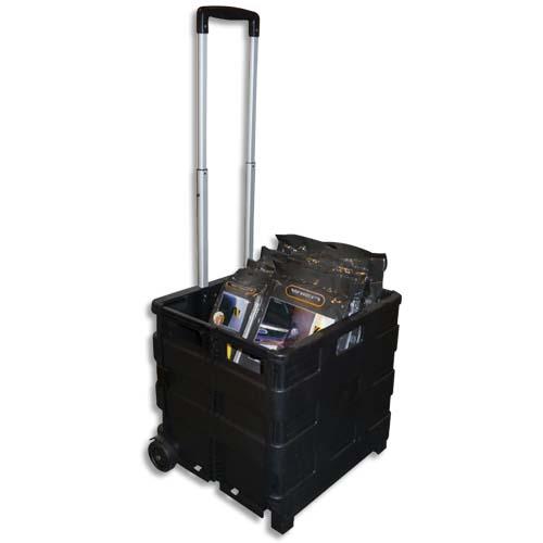 [365498] VISO Casier Trolley pliable en polypropylène - Dimensions ouvert L42 x H38 x P40 cm Noir