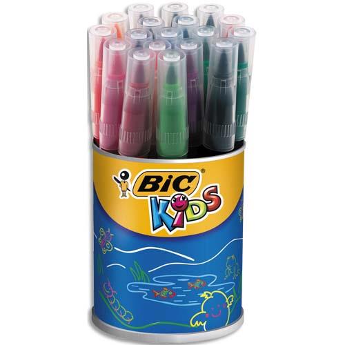 [370377] BIC KIDS Ecriture Visaquarelle Feutres de Coloriage avec Pointe Pinceau - Couleurs Assorties, Pot de 18