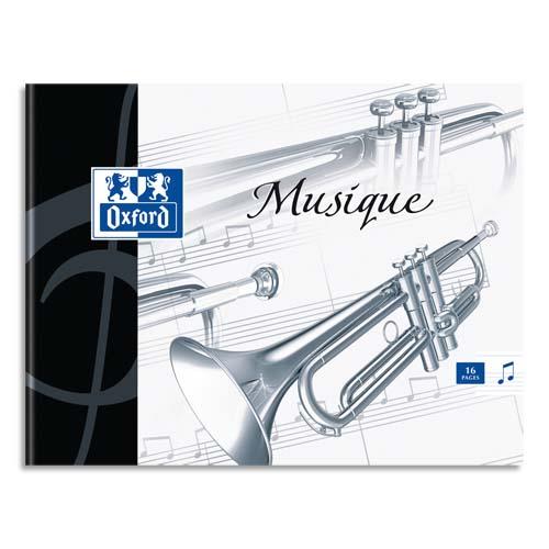 [372319] OXFORD Cahier de musique piqûre24 pages grands carreaux Seyès+24 pages portées 17x22cm. Couv carte