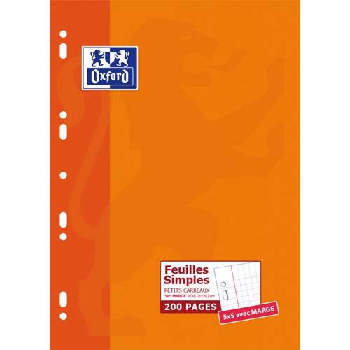 [372351] OXFORD Etui 200 copies simples 90g perforées Blanches A4 5x5