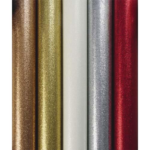 [372833] CLAIREFONTAINE Rouleau de papier cadeau métallisé uni pailleté 70g. 1,5x0,7m. 5 coloris assortis
